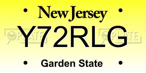Y72RLG New Jersey License Plate