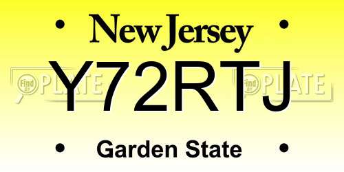 Y72RTJ New Jersey License Plate