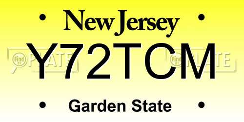 Y72TCM New Jersey License Plate