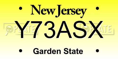 Y73ASX New Jersey License Plate
