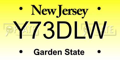 Y73DLW New Jersey License Plate