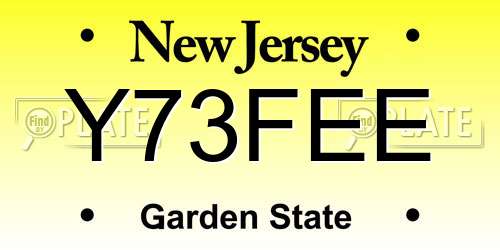 Y73FEE New Jersey License Plate