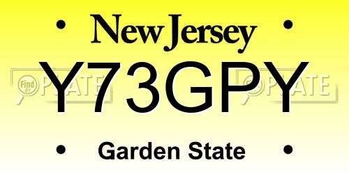 Y73GPY New Jersey License Plate