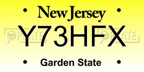Y73HFX New Jersey License Plate