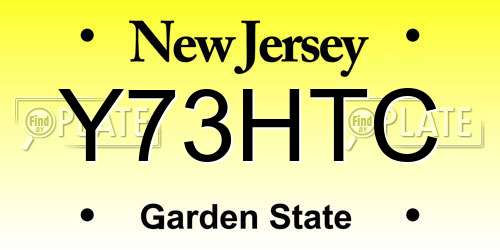 Y73HTC New Jersey License Plate
