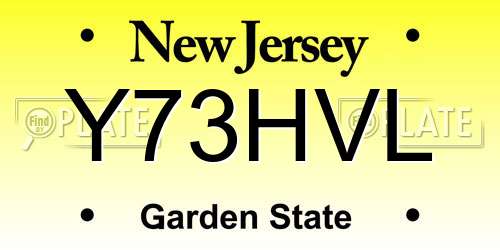 Y73HVL New Jersey License Plate
