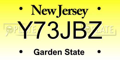 Y73JBZ New Jersey License Plate