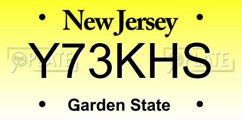 Y73KHS New Jersey License Plate