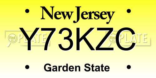 Y73KZC New Jersey License Plate