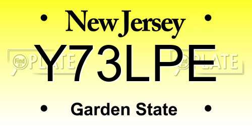 Y73LPE New Jersey License Plate