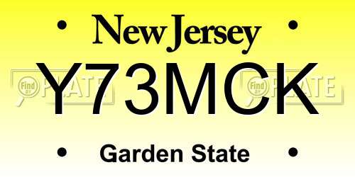 Y73MCK New Jersey License Plate