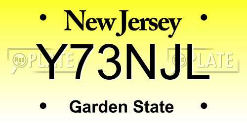 Y73NJL New Jersey License Plate