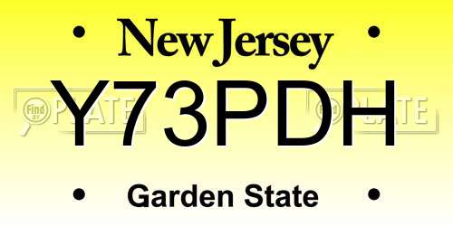 Y73PDH New Jersey License Plate