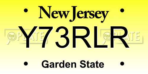 Y73RLR New Jersey License Plate