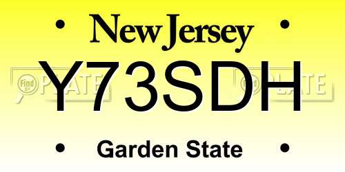 Y73SDH New Jersey License Plate