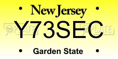 Y73SEC New Jersey License Plate