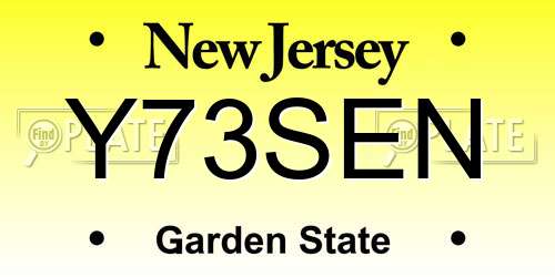 Y73SEN New Jersey License Plate