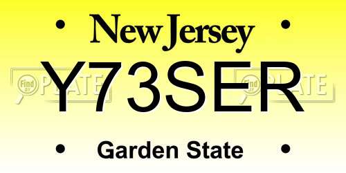 Y73SER New Jersey License Plate