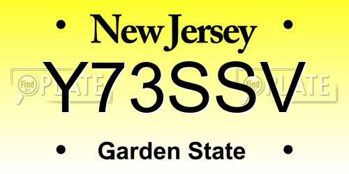 Y73SSV New Jersey License Plate