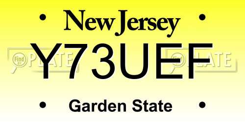 Y73UEF New Jersey License Plate