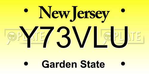 Y73VLU New Jersey License Plate