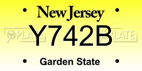 Y742B New Jersey License Plate