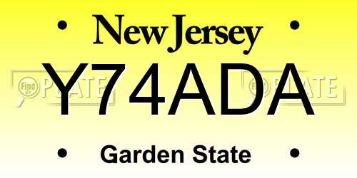 Y74ADA New Jersey License Plate