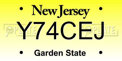 Y74CEJ New Jersey License Plate