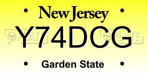 Y74DCG New Jersey License Plate