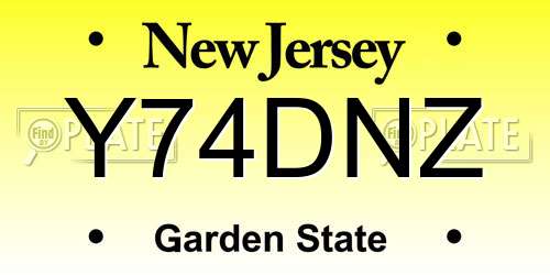 Y74DNZ New Jersey License Plate