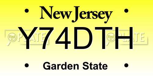 Y74DTH New Jersey License Plate