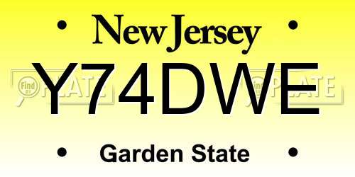 Y74DWE New Jersey License Plate