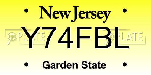 Y74FBL New Jersey License Plate