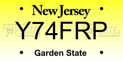 Y74FRP New Jersey License Plate