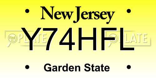 Y74HFL New Jersey License Plate