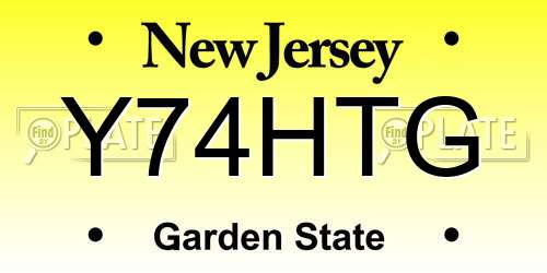 Y74HTG New Jersey License Plate