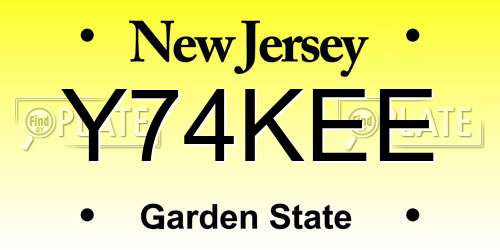 Y74KEE New Jersey License Plate