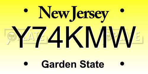 Y74KMW New Jersey License Plate