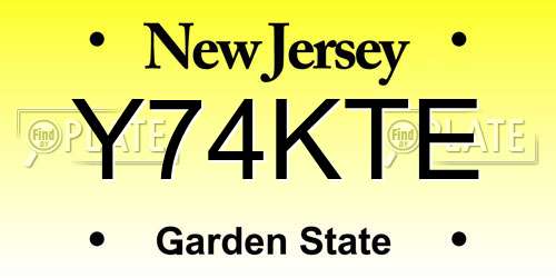 Y74KTE New Jersey License Plate