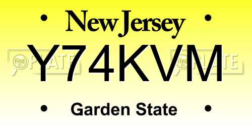 Y74KVM New Jersey License Plate