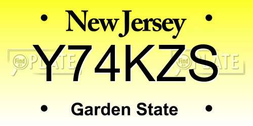 Y74KZS New Jersey License Plate