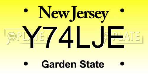 Y74LJE New Jersey License Plate