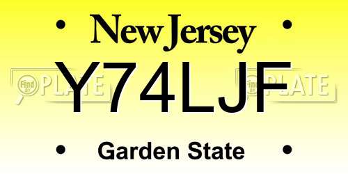 Y74LJF New Jersey License Plate