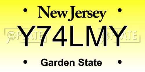 Y74LMY New Jersey License Plate