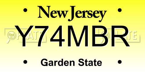 Y74MBR New Jersey License Plate