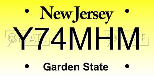 Y74MHM New Jersey License Plate