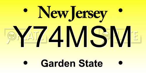 Y74MSM New Jersey License Plate