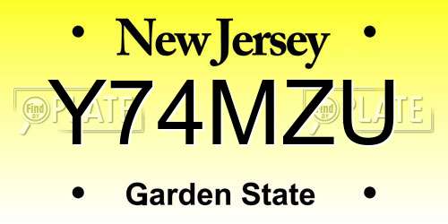 Y74MZU New Jersey License Plate
