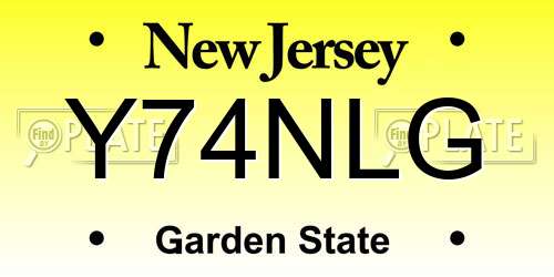 Y74NLG New Jersey License Plate