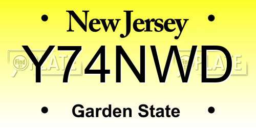 Y74NWD New Jersey License Plate
